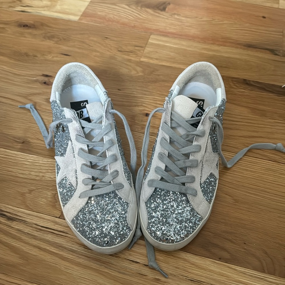 Golden Goose Silver Glitter Sneakers